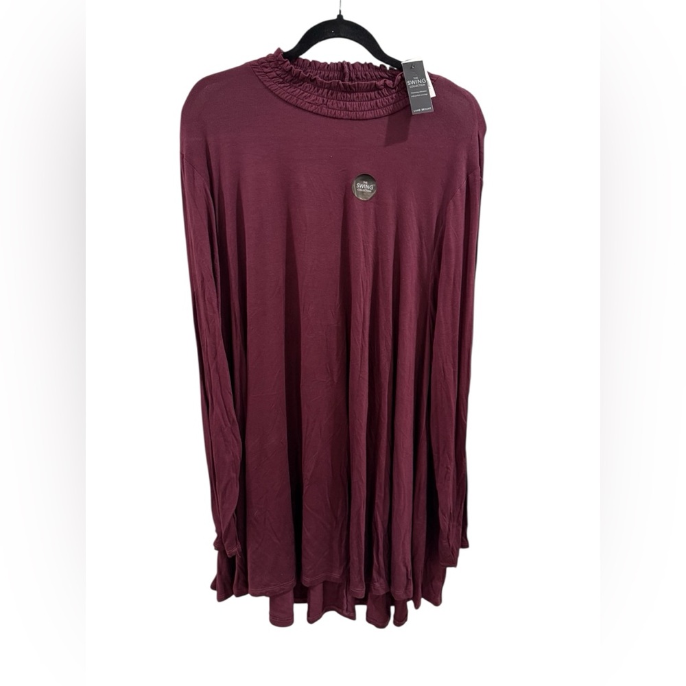 NEW Lane Bryant Deep Burgundy Long Sleeve Swing Top ~ Size 26/28